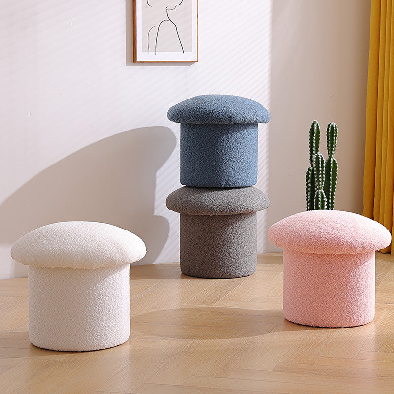 Contemporary Simplicity Mushroom Shape Velvet Pouf Footstool For Living Room