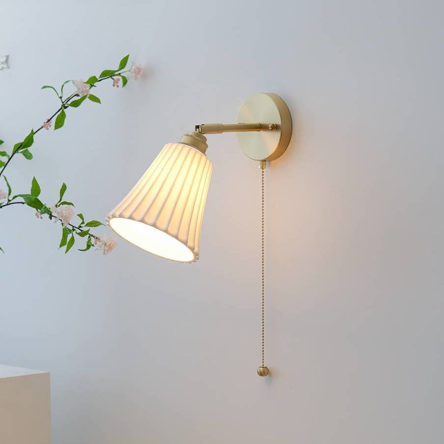 Modern Minimal Brass Ceramic 1-Light Wall Sconce Lamp