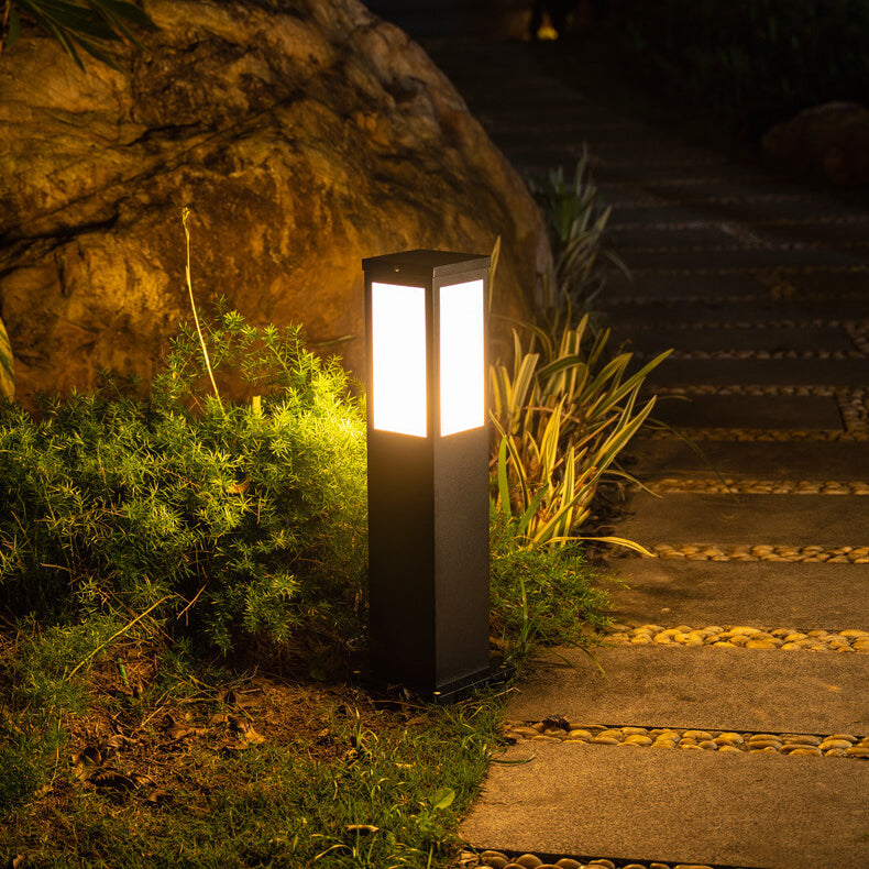 Modern Solar Lawn Square Column Outdoor Waterproof Path Lamp