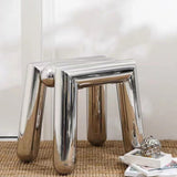 Modern Minimalist Stainless Steel Geometric Round Tube Splicing Footstool For Entryways