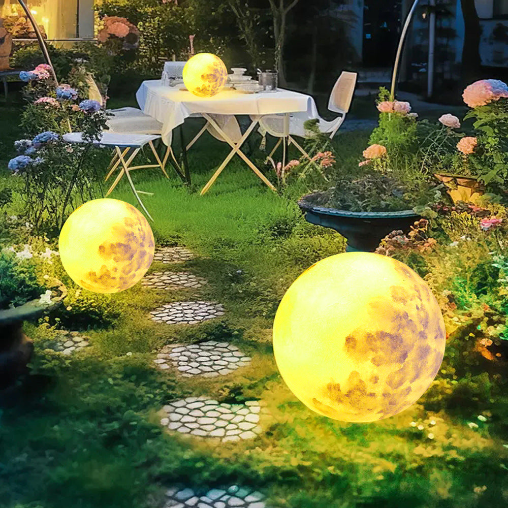 Contemporary Creative Moon Resin 1-Light Outdoor Landscape Light For Garden