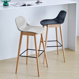 Contemporary Nordic Square Wood Metal PP Bar Stool Backrest Footrest For Dining Room