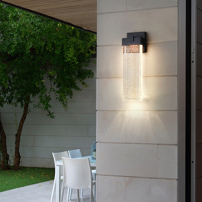 Modern Simplicity Waterproof Aluminum Crystal Rectangular LED Wall Sconce Lamp For Outdoor Patio