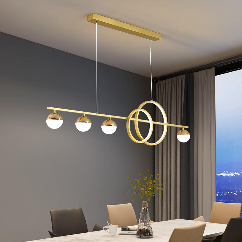 Modern Luxury Long Strip Round Globe Design LED Island Light Chandelier