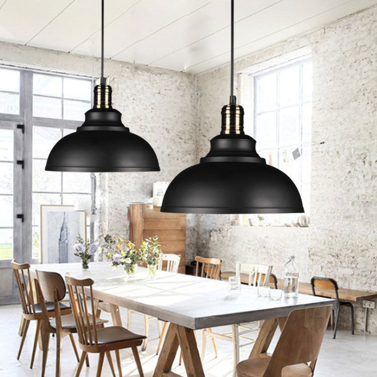 Industrial Simple Dome Round Pot Lid Iron 1-Light Pendant Light