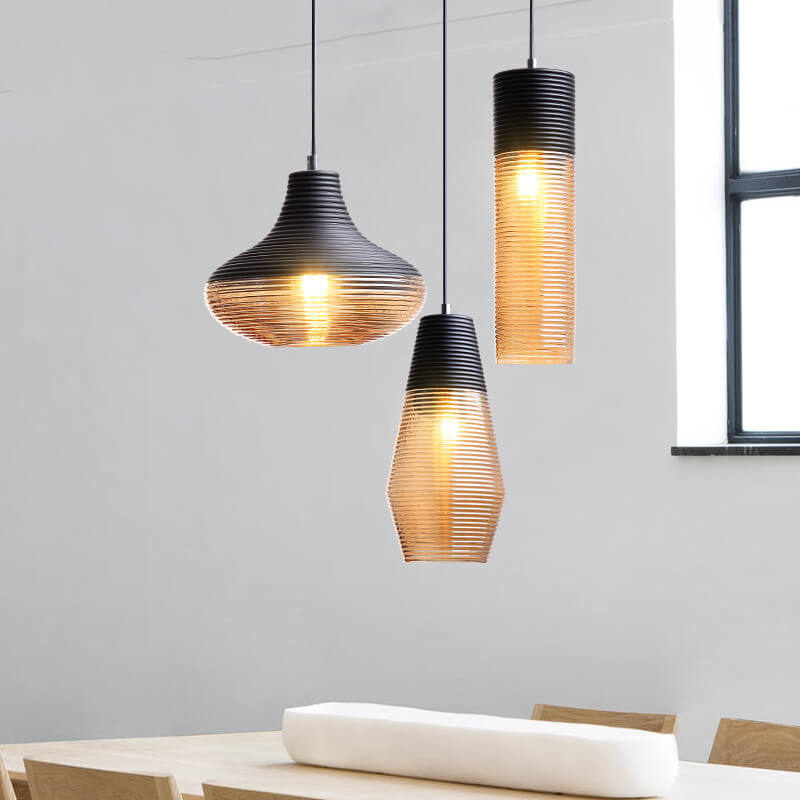 Modern Ribbed Glass 1 -Light Pendant Light