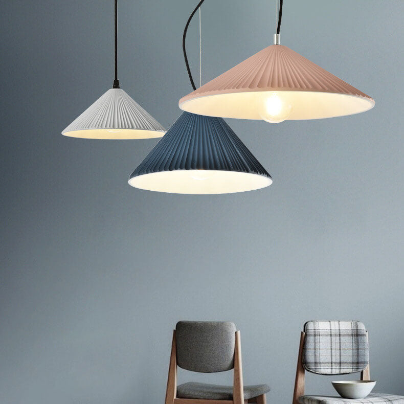 Nordic Resin 1-Light Textured Umbrella Pendant Light