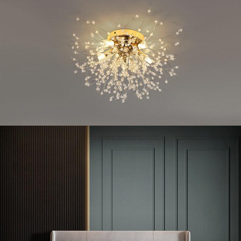 Modern Creative Dandelion Crystal 5/6/8 Light Semi-Flush Mount Ceiling Light