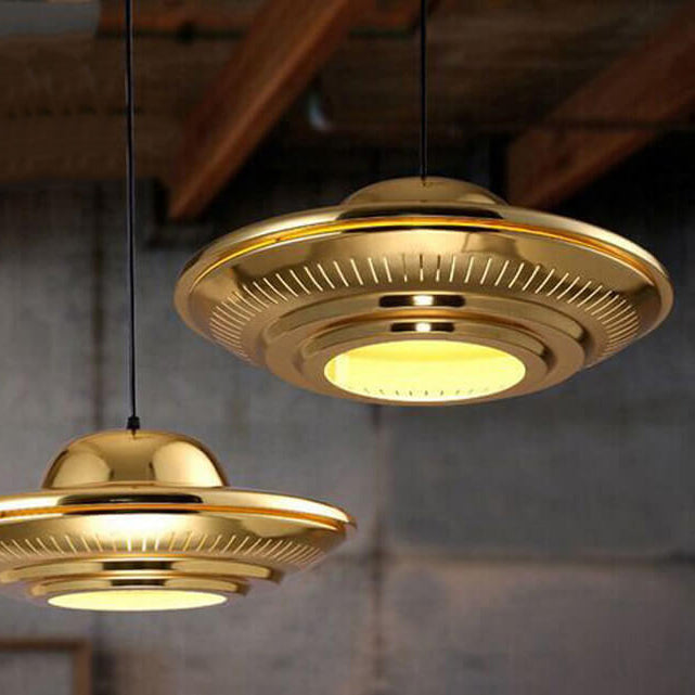 Industrial Vintage Iron Flying Saucer 1-Light Pendant Light