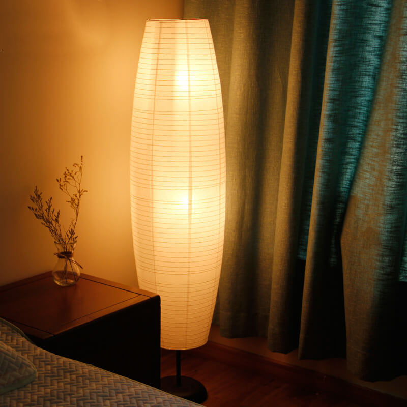 Nordic Minimalist Rice Paper Column 2-Light Standing Floor Lamp