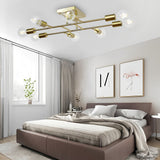 8-light LED Electroplated Metal Vintage Ceiling Lights Flush Mount Lighting