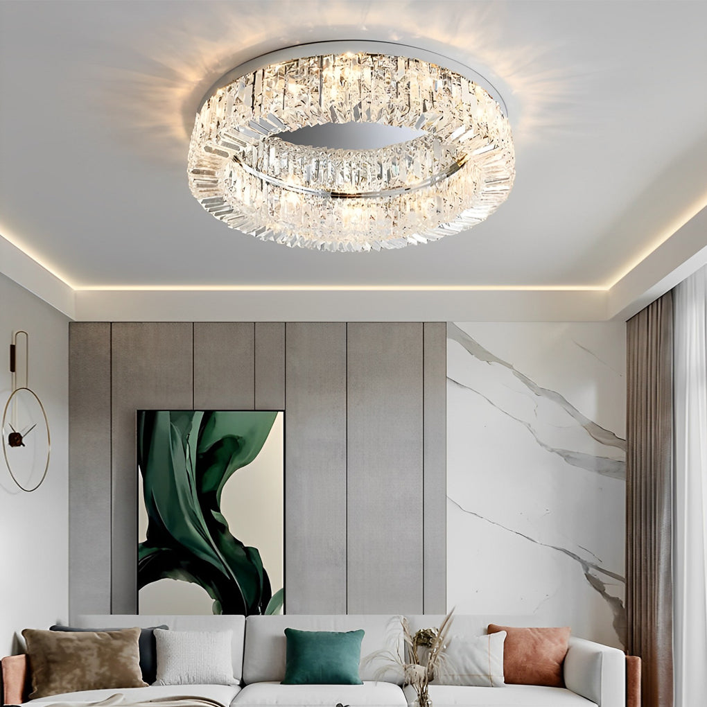 Elegant Ring Drum Crystal Chandelier Ceiling Light