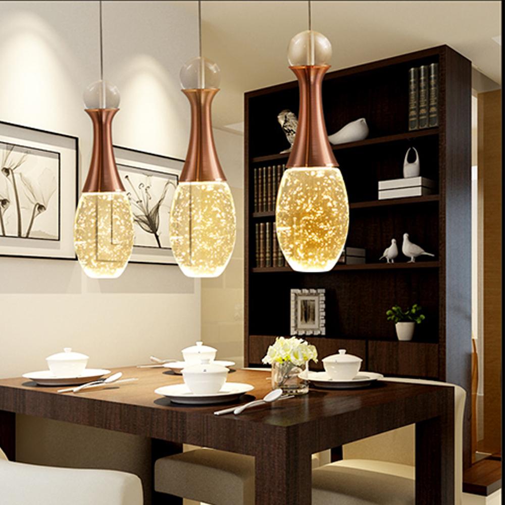 Mini Crystal Electroplated Metal LED Modern Pendant Light Hanging Lamp