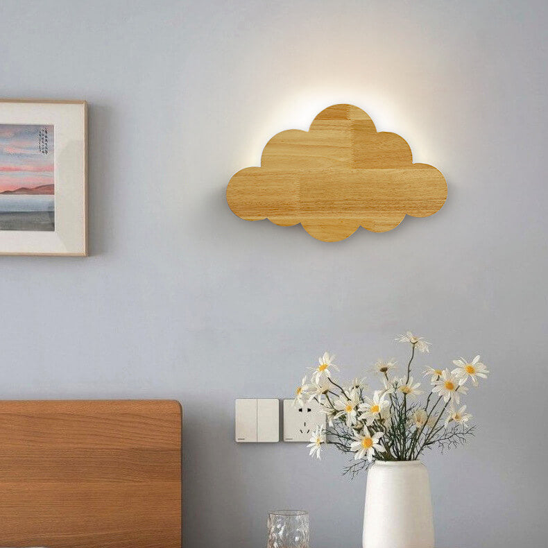 Nordic Minimalist Creative Cloud Wood 1-Light Wall Sconce Lamp