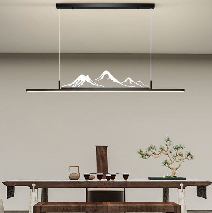 Chinese Style Retro Long Strip Mountain Peak Design Decorative LED Chandelier