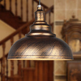 Industrial Simple Dome Round Pot Lid Iron 1-Light Pendant Light