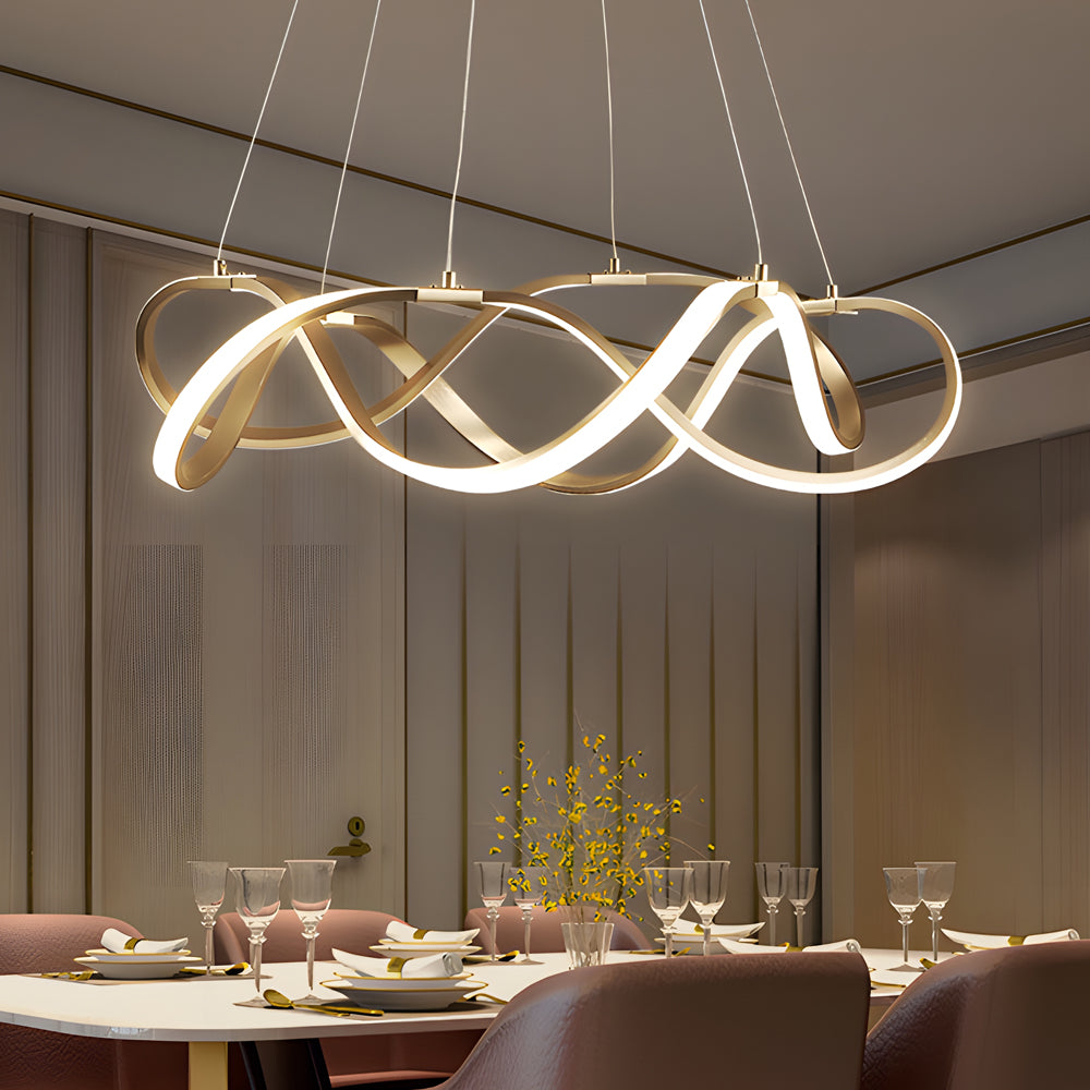 Modern Round Dimmable LED Aluminum Geometric Chandelier - Gold