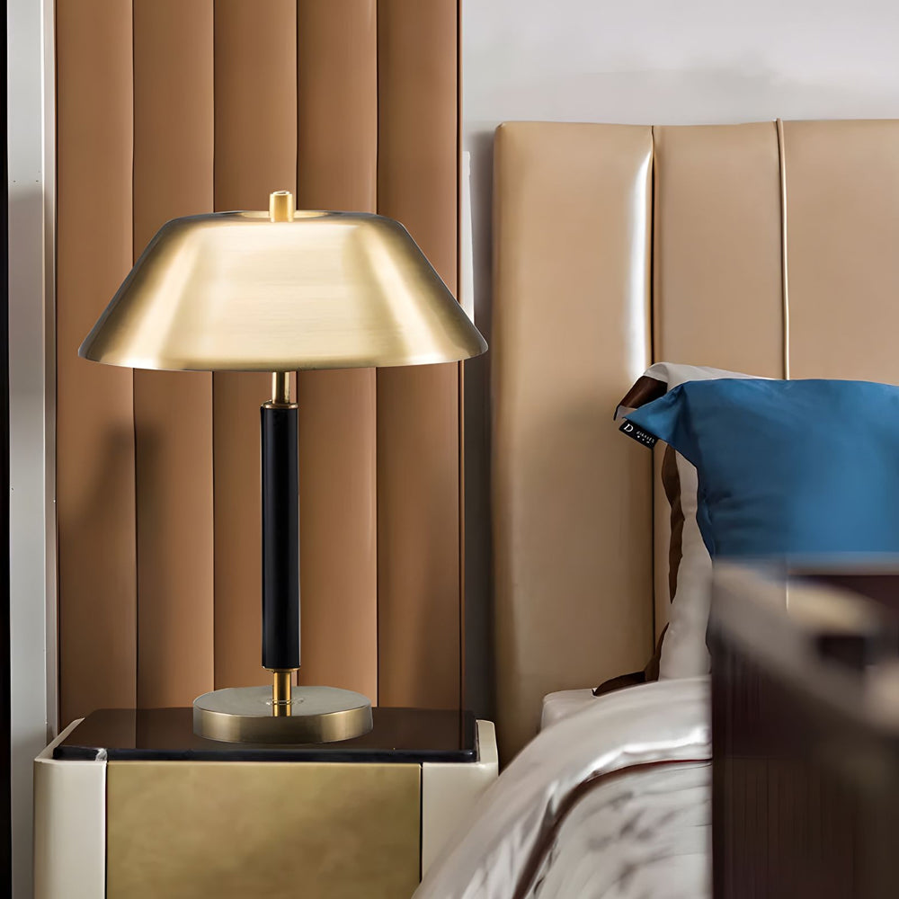 Modern Black Metal and Brass Table Lamp for Living Room