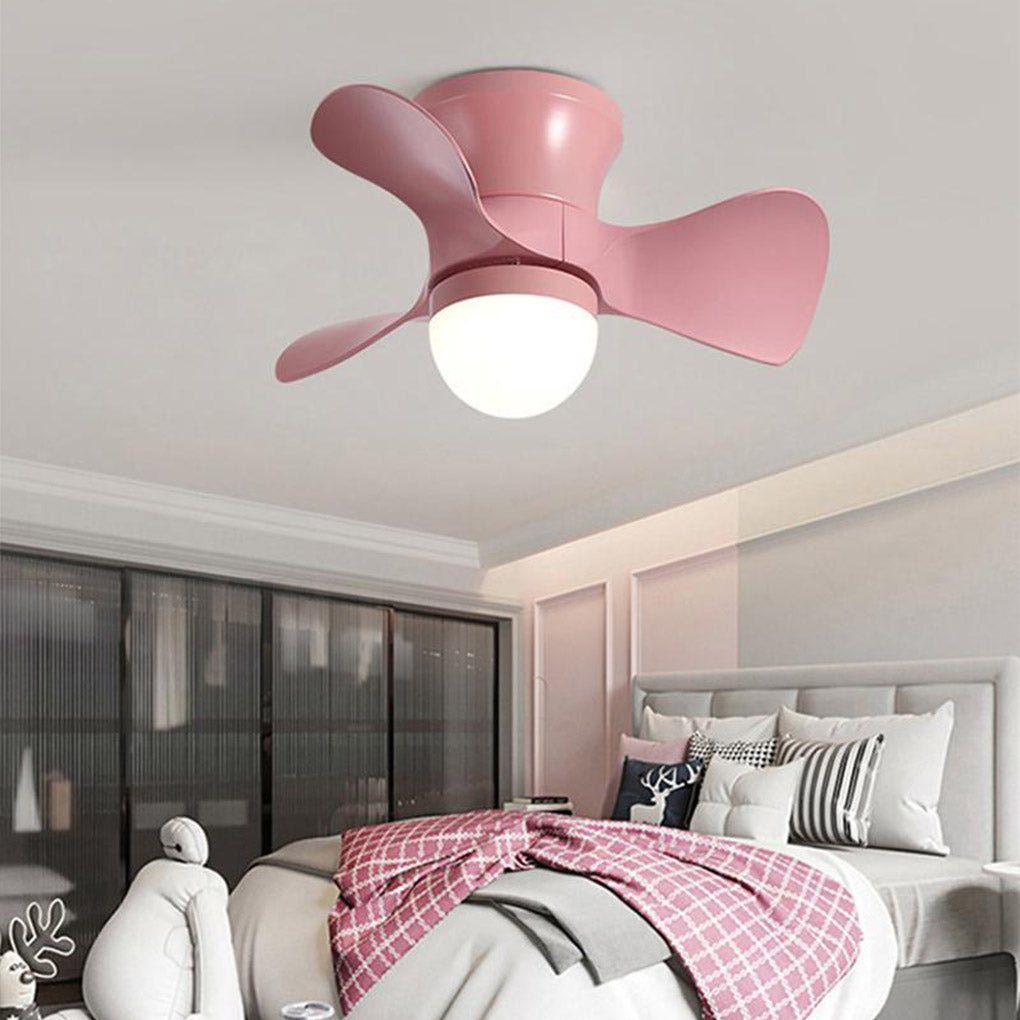 3-Curved Blade Small Ceiling Fan with LED Light