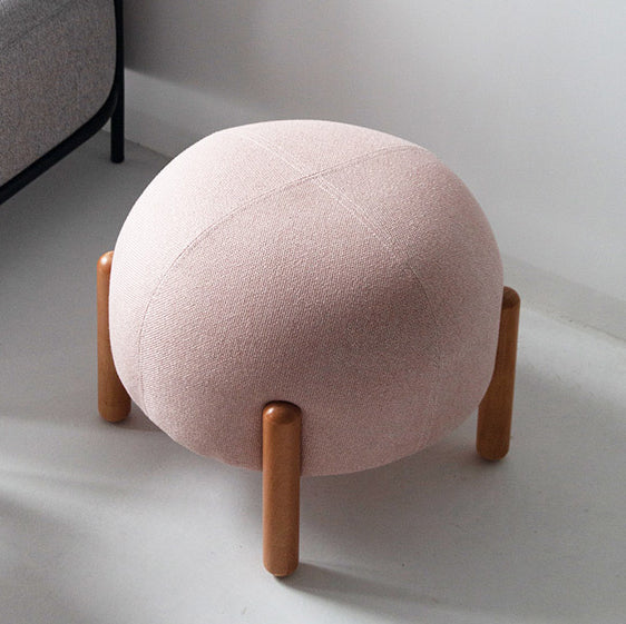 Contemporary Scandinavian Ladybug Shape Cotton Linen Pouf Low Stool For Living Room