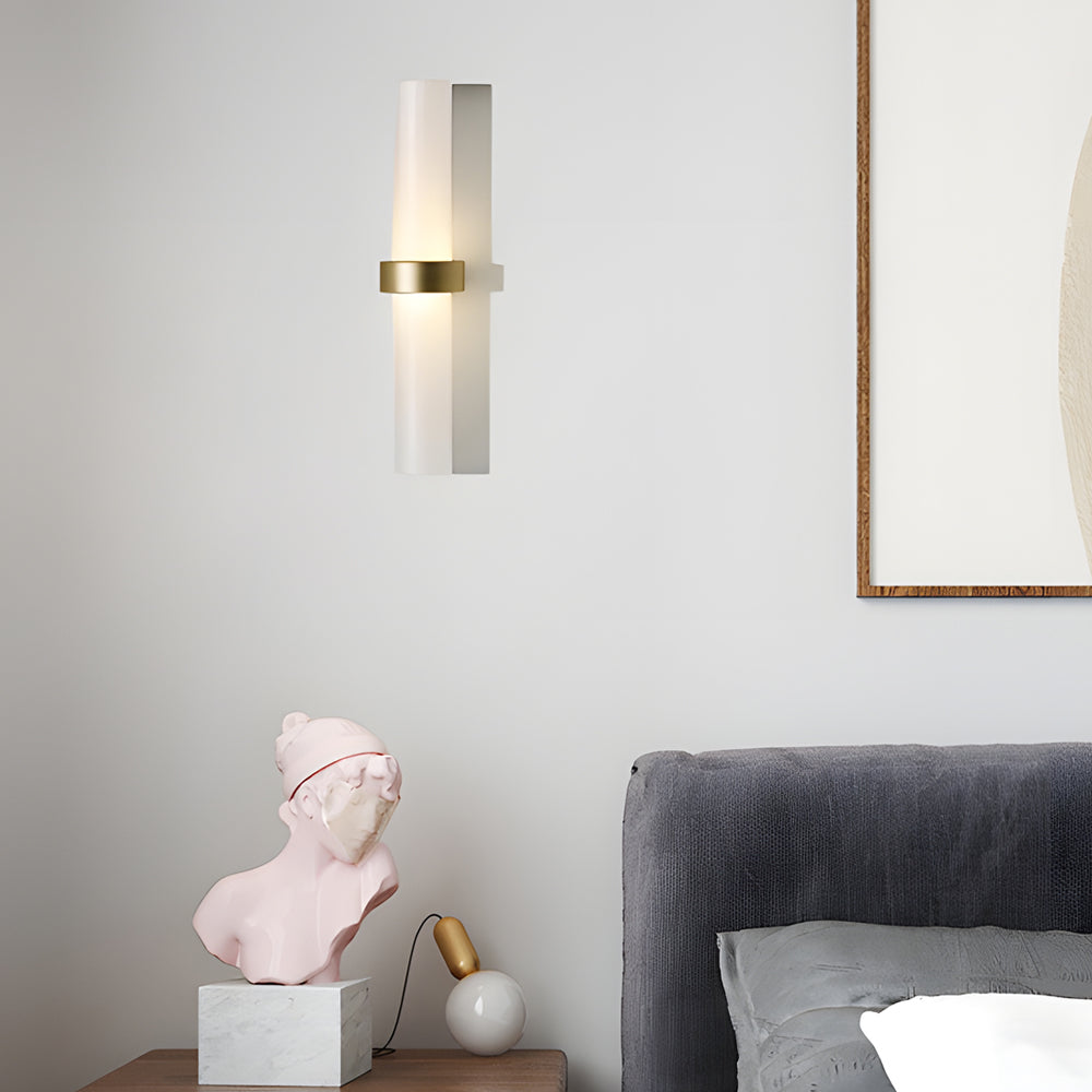 Modern Frosted Glass Tube 1-Light Wall Sconce in Warm White for Living Room