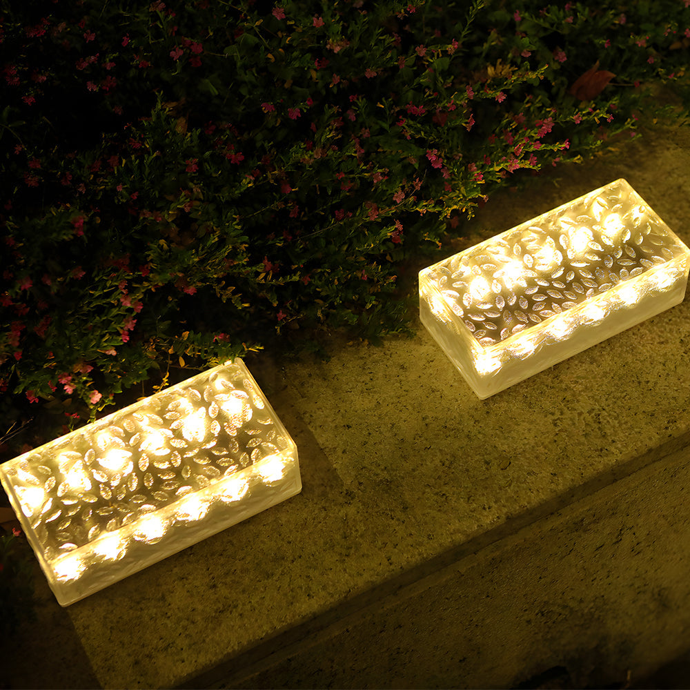 2Pcs Solar Brick Lights for Modern Outdoor Ambiance - Rectangular