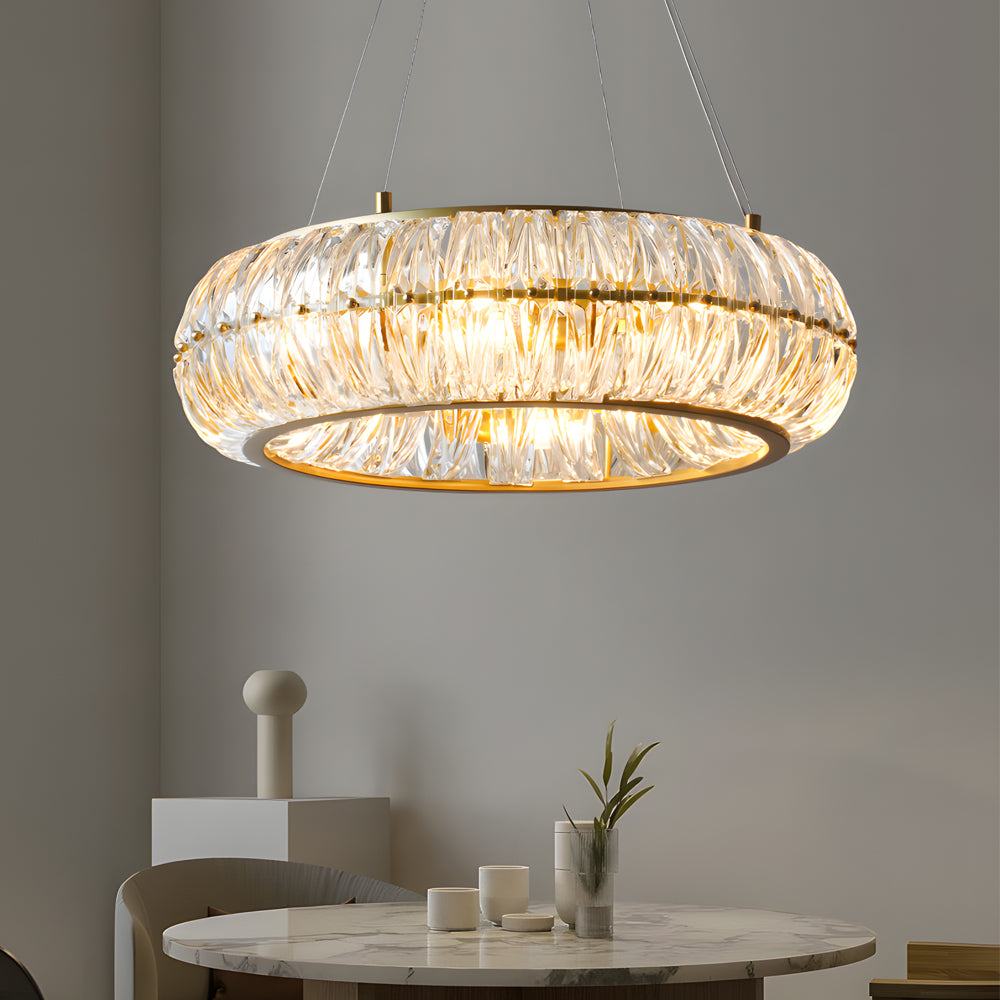 Round Glass Luxury 3 Step Dimming Simple Long Post-Modern Chandelier