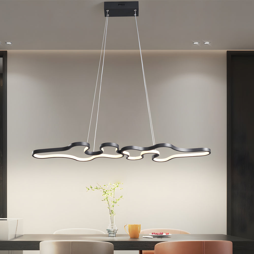 Linear Island Suspended Lighting Fixture: Modern LED Pendant Light for Dining Room