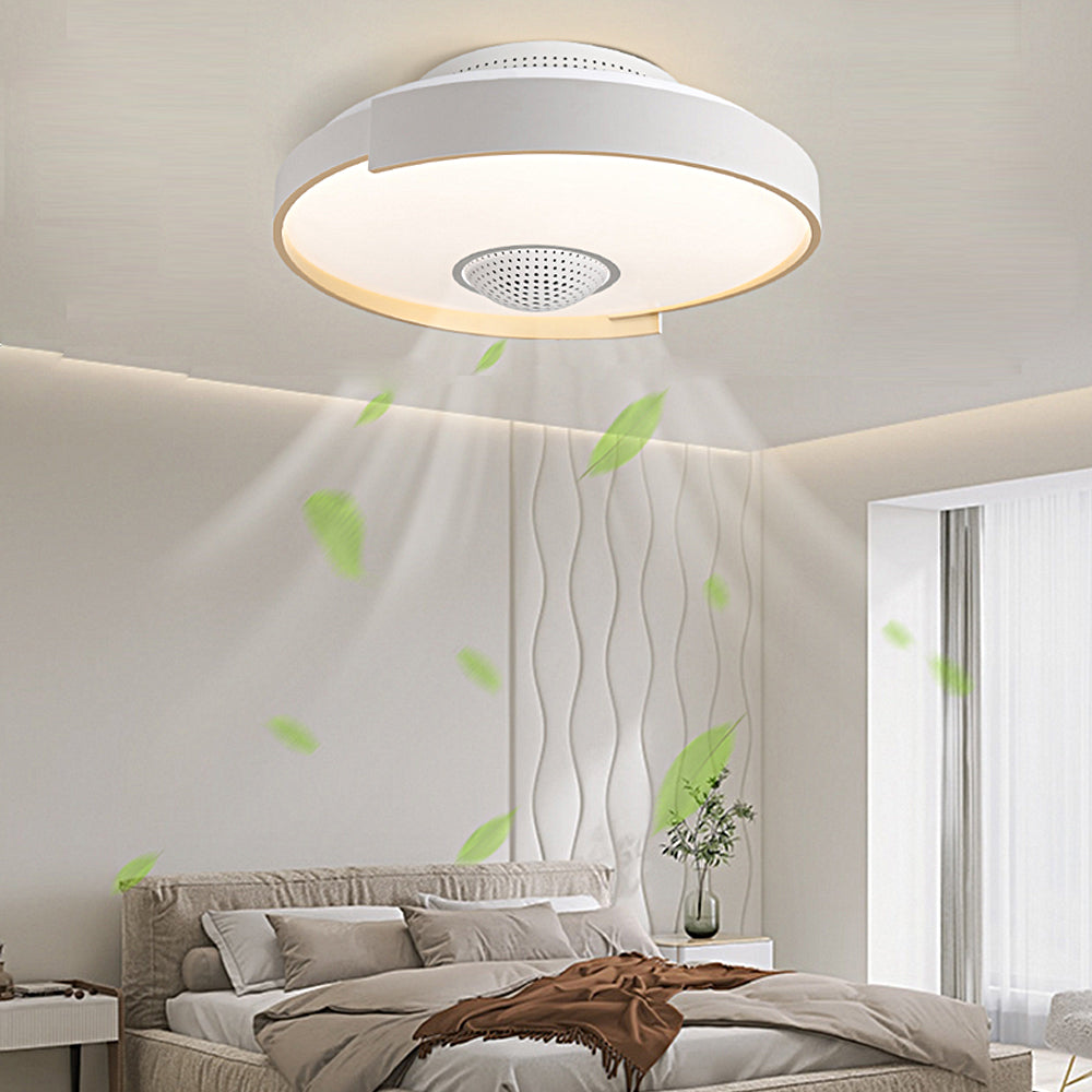 Modern 6-Speed Bladeless Ceiling Fan with Dimmable LED Light  - Round