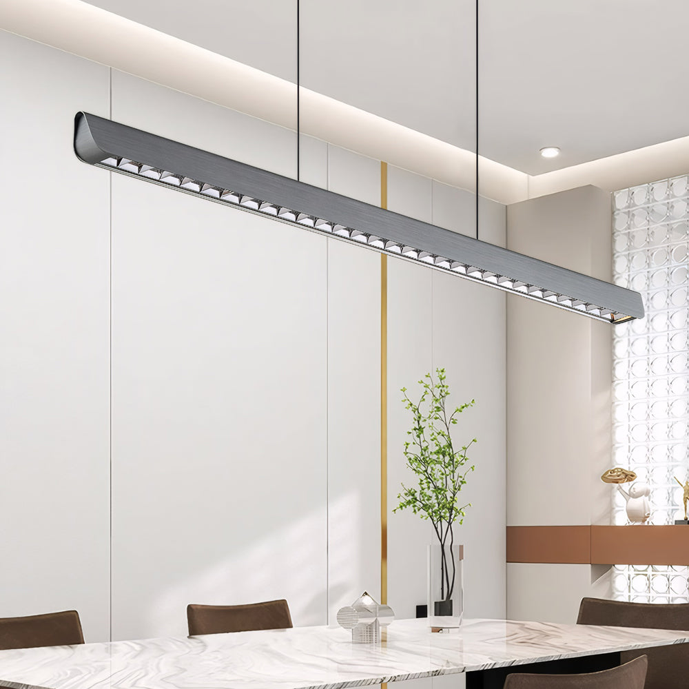 Long Linear Brushed Aluminum LED Island Pendant Lamp