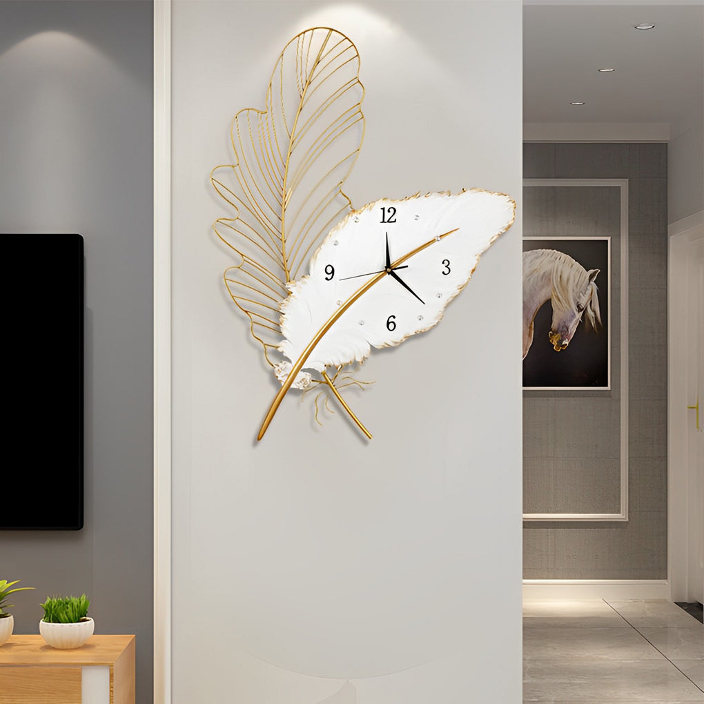 Iron Feathers USB DC5V Wall Clock Creative Decor Modern Wall Lights Fixture