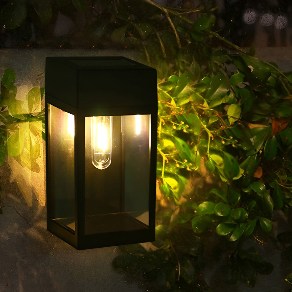 Rectangular Glass LED Waterproof Light-controlled Solar Wall Lamp