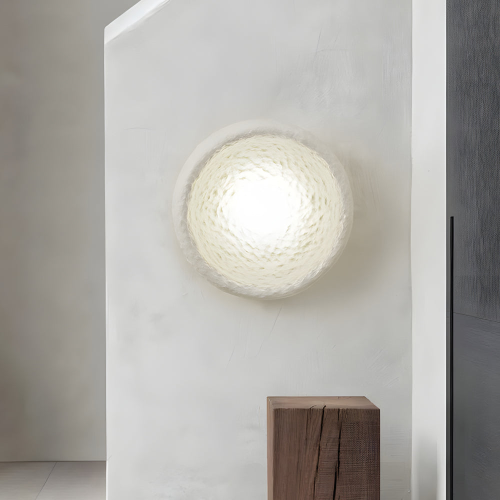 Japanese White Round 1-Light Wall Sconce, 3 Sizes