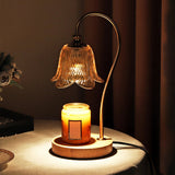 Floral Glass Shade Cup-Holder Desk Lamp