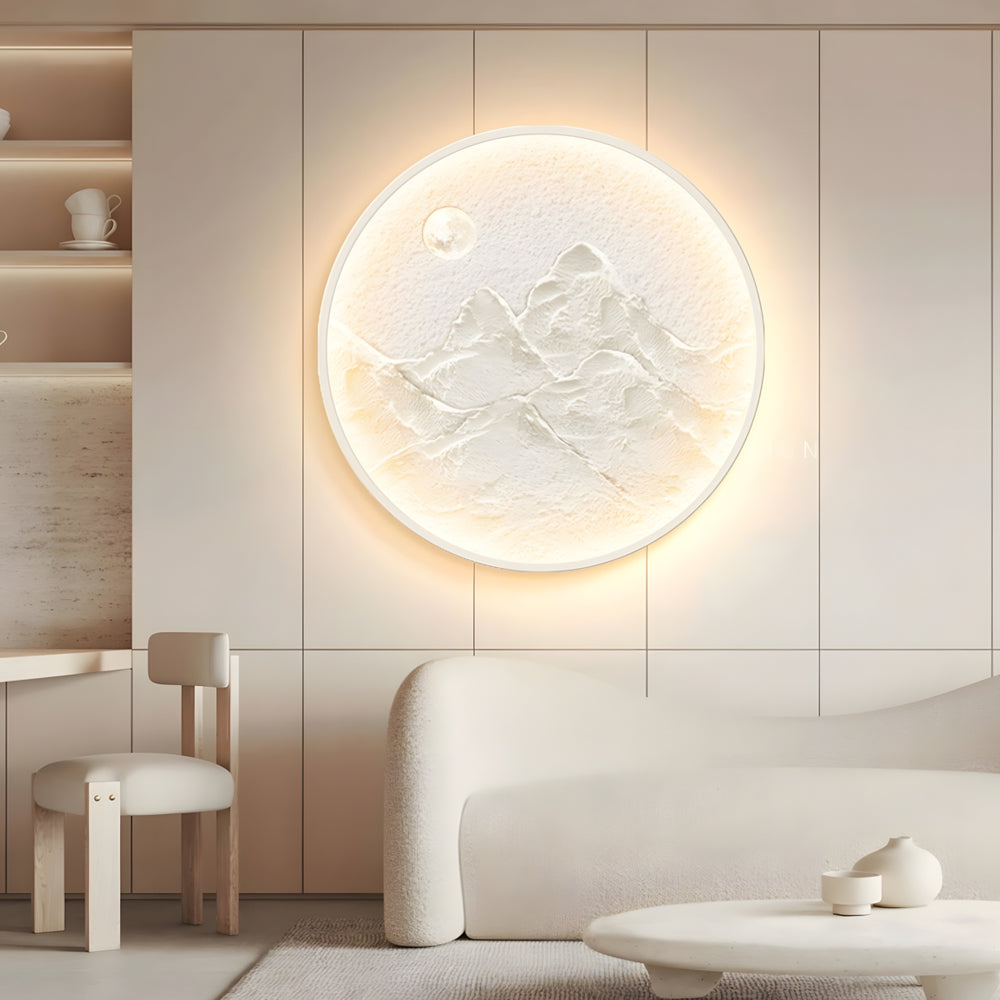 Nordic Moon Wall Sconce - Round Mountain Moon Decorative Painting Lamp