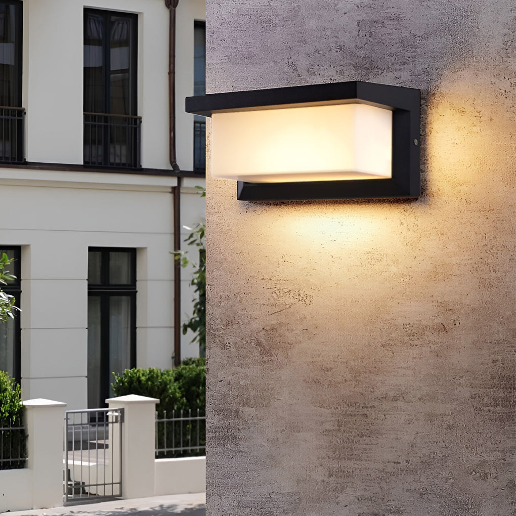 Rectangle Waterproof Light Control Induction Black Modern Solar Sconces