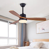 52 Inches Nordic Minimalist Solid Wood Household LED Ceiling Fan Lamp for Living Room