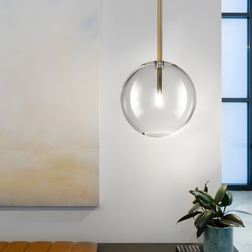 1-Light Clear Glass Globe Pendant Light Modern Hanging Lighting Fixture