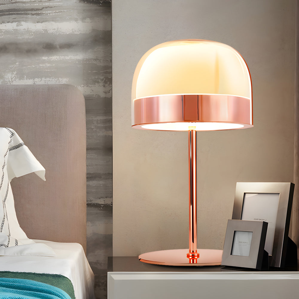 Dome Shape Glass Ambient LED Table Lamp in Chrome