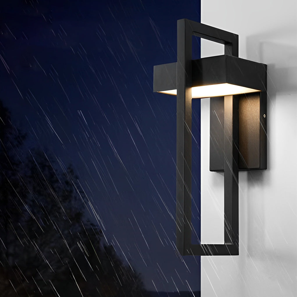 Rectangular LED Waterproof Black Outdoor Wall Lamp for Entryway