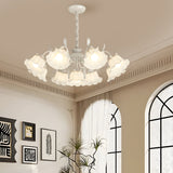 9 Heads Flowers Elegant Three Step Dimming French Style Chandelier