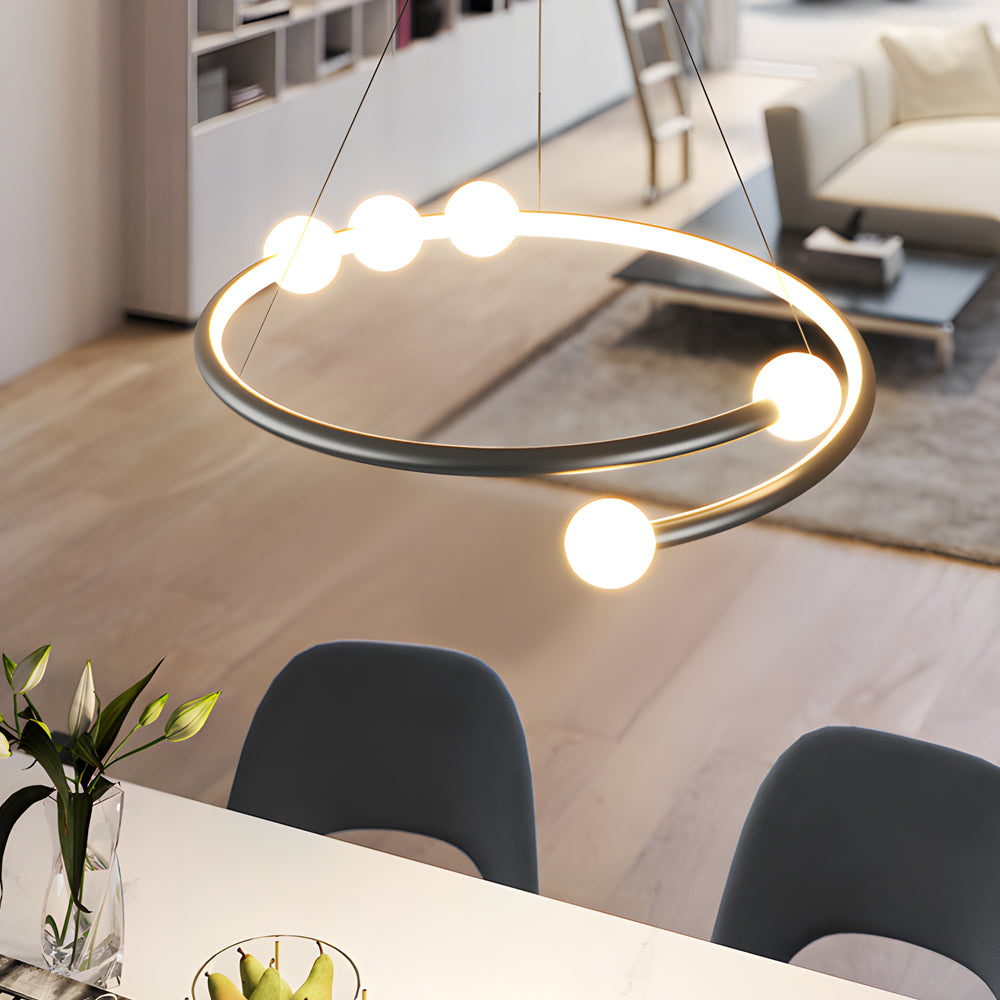 Minimalist Ring Ball 3 Step Dimming LED Nordic Chandelier Hanging Lamp