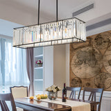 4-Light Dimmable Kitchen Island Crystal Rectangle Chandelier