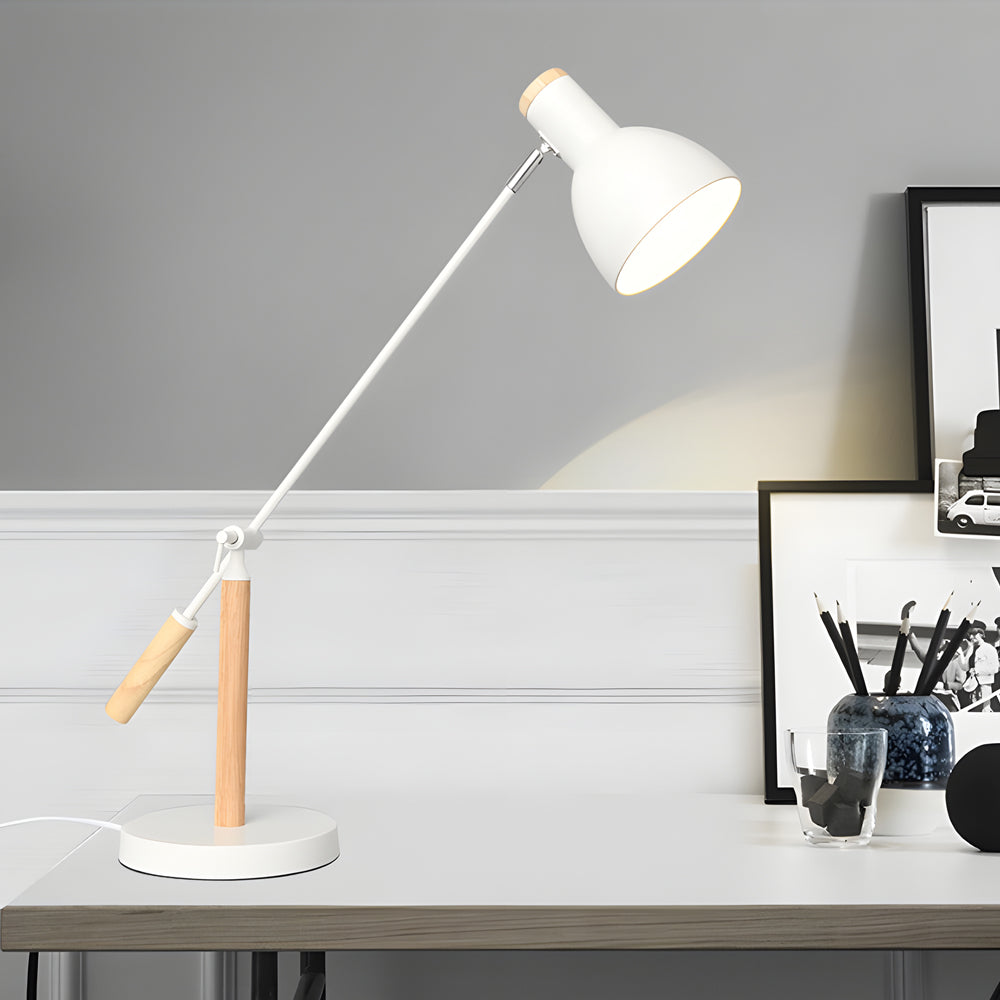 Rotatable Wood Metal Reading Desk Lamp