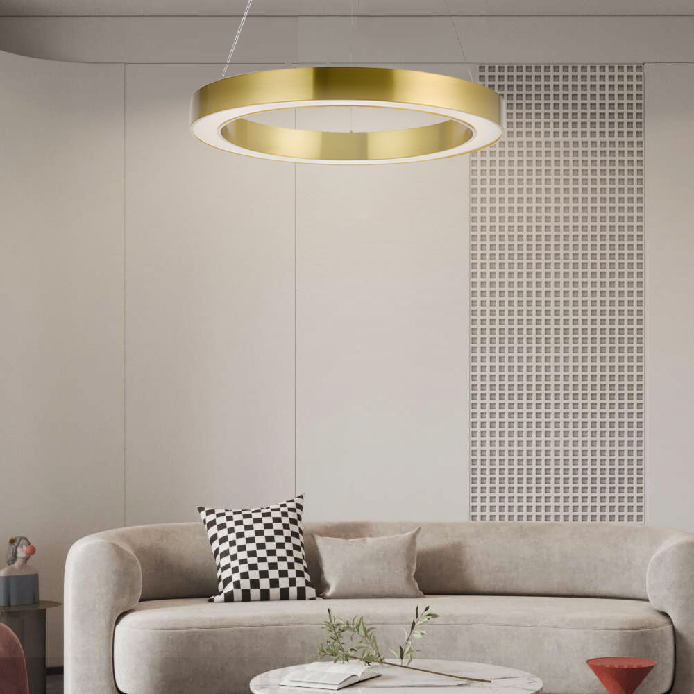 Gold Ring Pendant Light - Modern Luxury LED Suspension