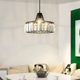 Drum-shaped Crystal Metal Modern Chandelier Pendant Light Hanging Lamp