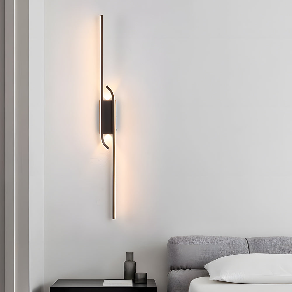 Minimalist Long Strip Aluminum LED Black Nordic Wall Lights Indoor