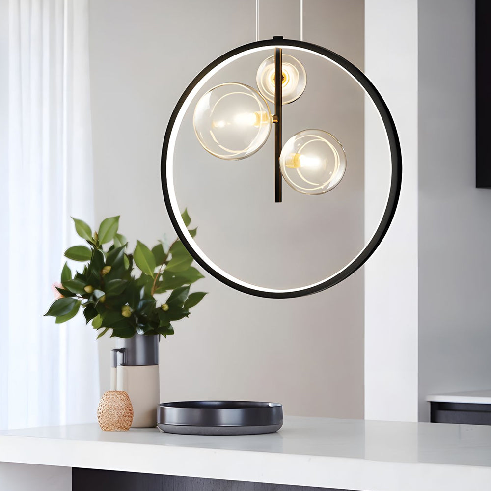 Bubi Black Pendant Light Glass Bubbles LED for Dining Room