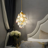 1-Light Crystal Small Pendant Light in Gold/Black Mini Chandelier