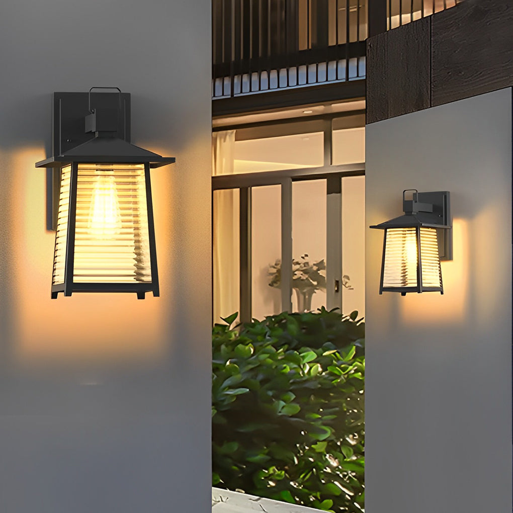 Waterproof Thickened Glass Black Retro Solar Outdoor Wall Lights